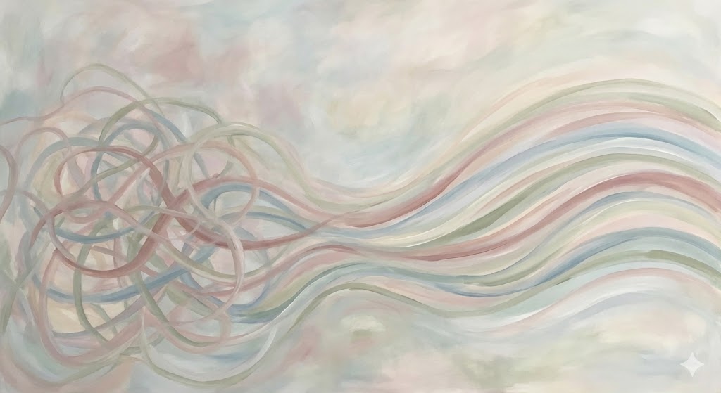精神状態がゆっくり整っていくイメージの抽象画
