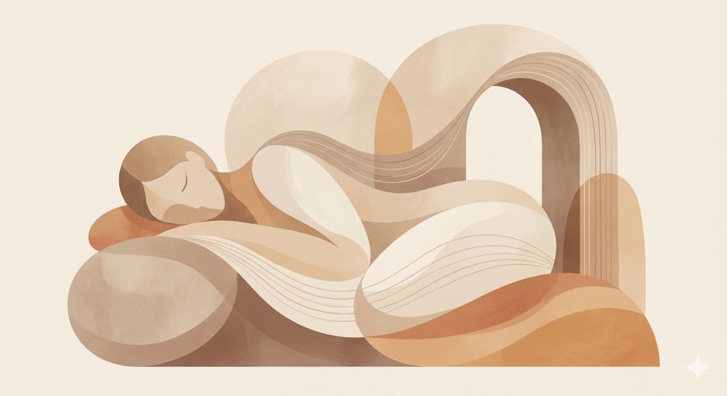 睡眠と生活リズムの回復を表現した穏やかな抽象画