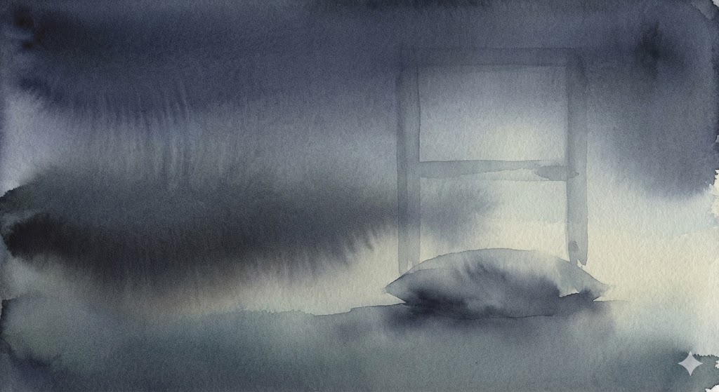 入眠に時間がかかる静かな夜を抽象的に表現したイラスト